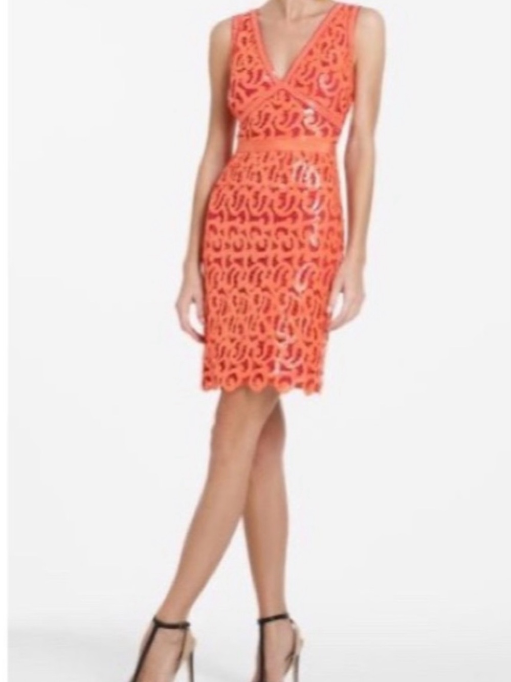 BCBG Maxazria Lace V-Neck Sleeveless Sheath sequin dress - worn once - Large